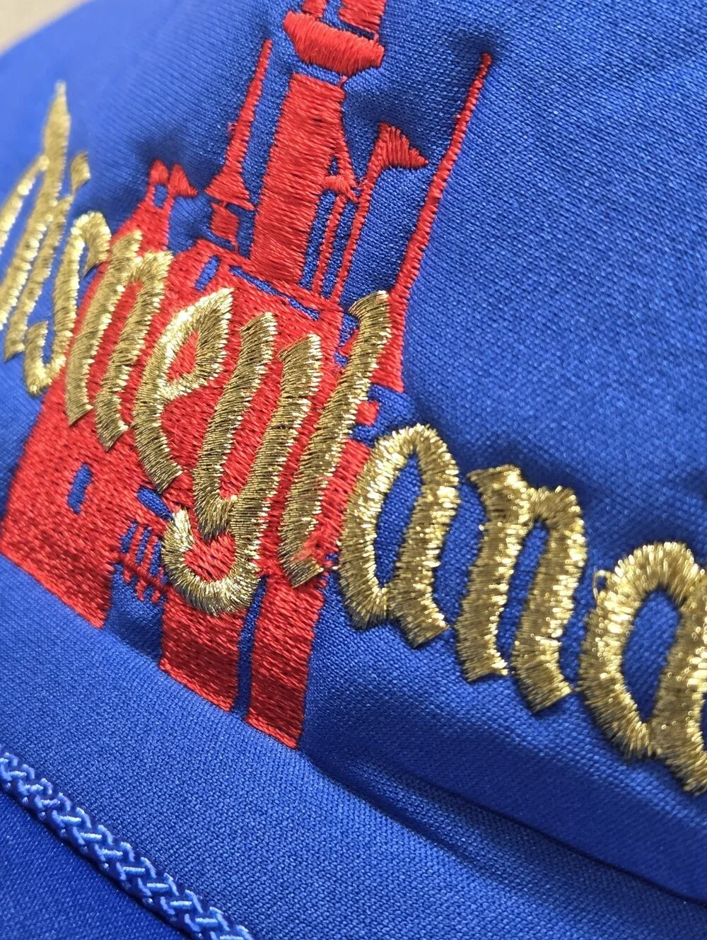 VTG Disneyland Trucker Hat Cap Gold Leaf Embroidered  Castle Snapback